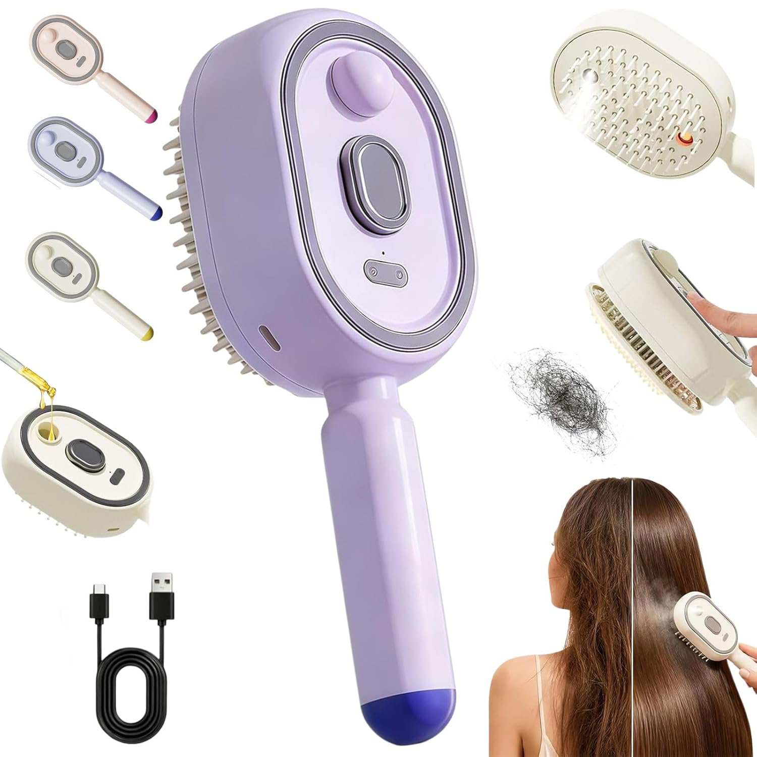 Hair Care Frizzy Hair - 2/1pcs Sisir Pijat Elektrik dengan Semprotan