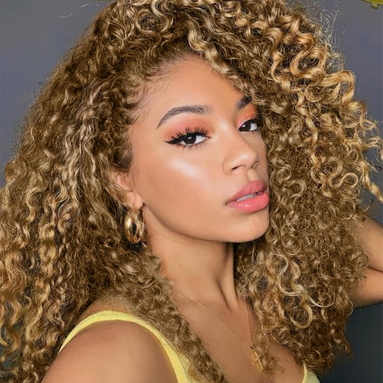 Feather Hair Extension - Rambut Crochet Warna Pirang Madu dengan