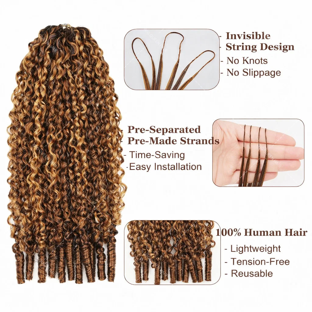 Rambut Crochet Keriting Burma  - Feather Hair Extension ulasan dan harga