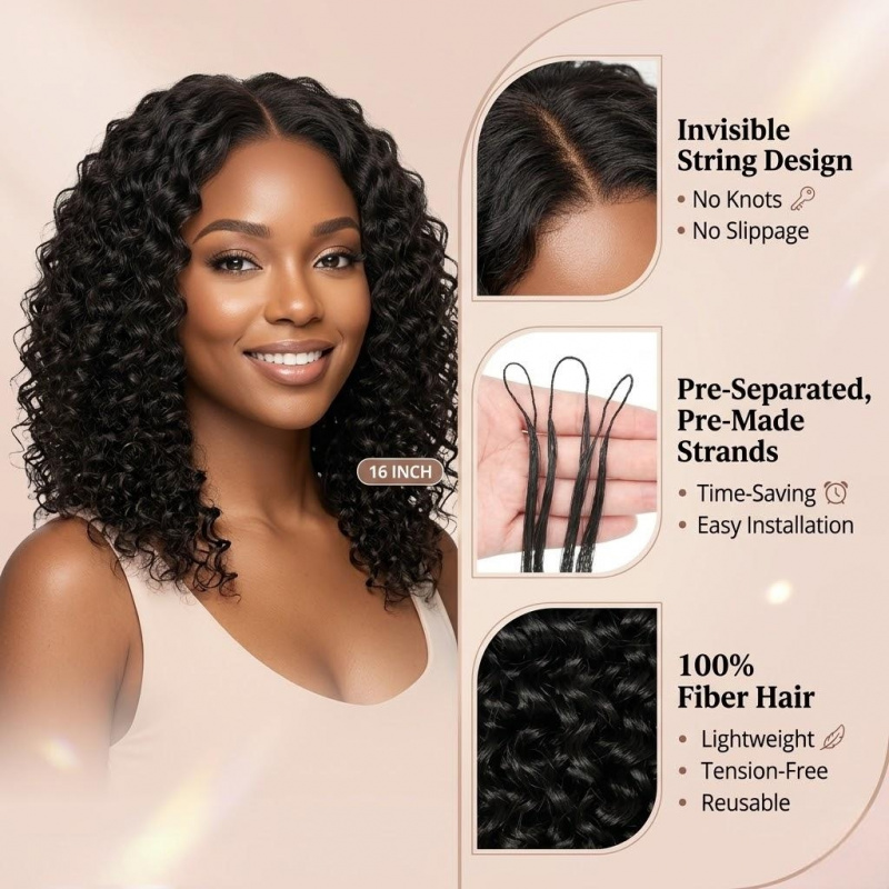 Ekstensi Rambut Sintetis Model - Feather Hair Extension ulasan dan harga